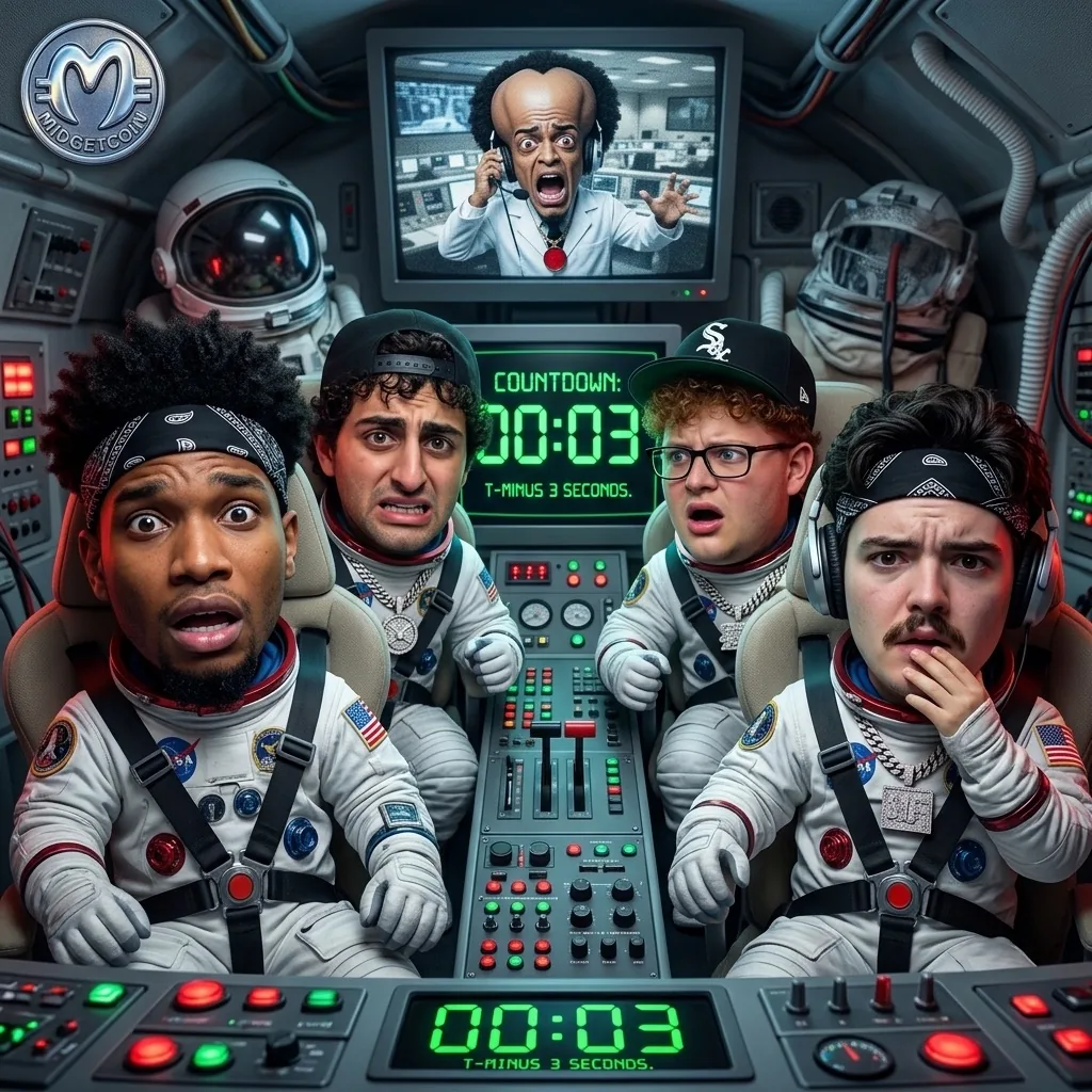 The crew strapped into a rocket cockpit at T-minus three seconds